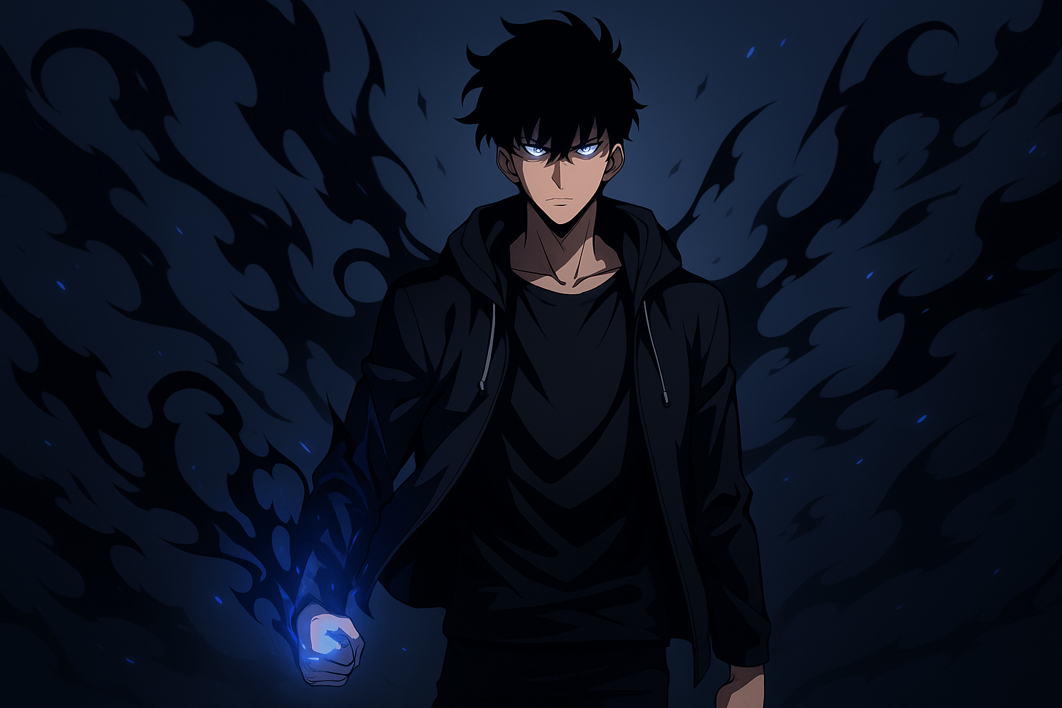 Kaiju No. 8 roaring with blue energy